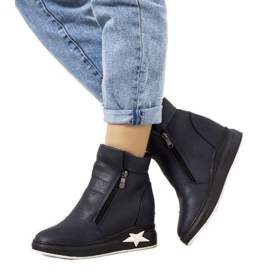 Botas femininas azul marinho na cunha Edmee azul-marinho