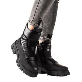 Weide Botas de neve pretas no controle deslizante preto