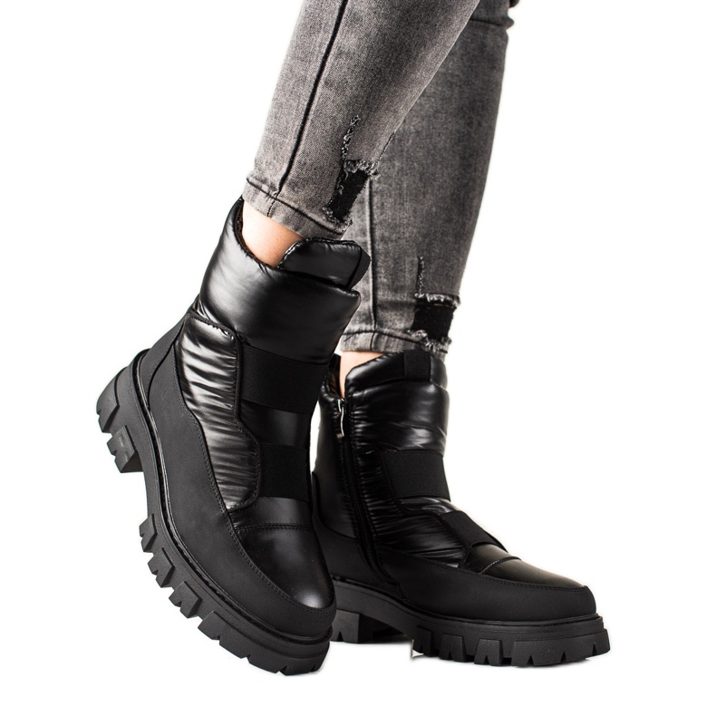 Weide Botas de neve pretas no controle deslizante preto
