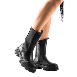 Small Swan Botas altas na plataforma preto