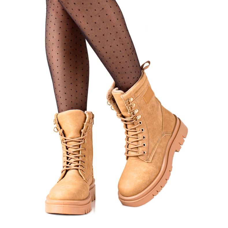 TRENDI Botas de caminhada clássicas marrons bege