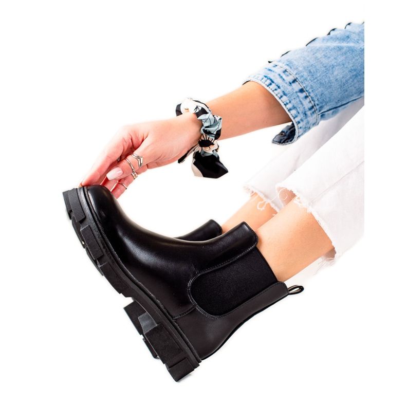 Ideal Shoes Botas chelsea quentes preto