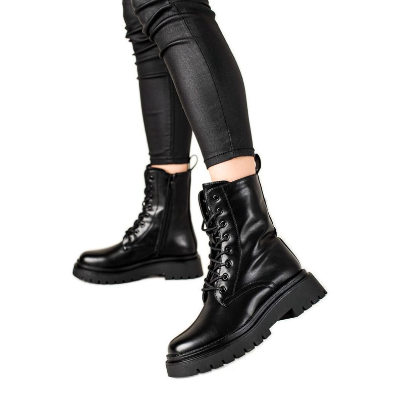 Seastar Armadilhas clássicas feitas de couro ecológico preto