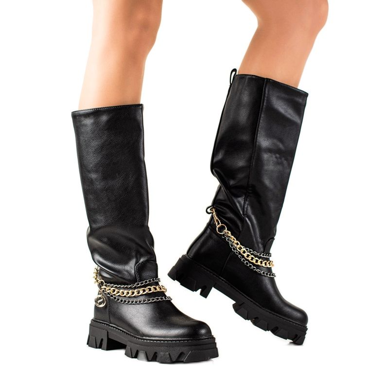 Seastar Moda Botas Acorrentadas preto