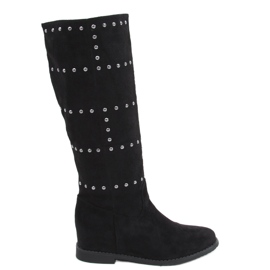 Botas em uma cunha Ferto Black oculta preto