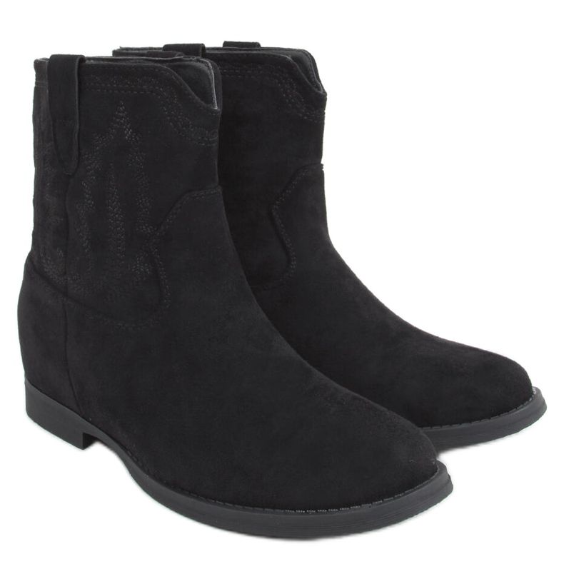 Botas em uma cunha Astrid Black escondida preto