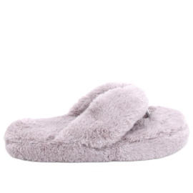 Chinelos de pele coelhinho cinza