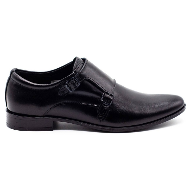 Olivier Monks de sapatos de couro masculinos 287L preto