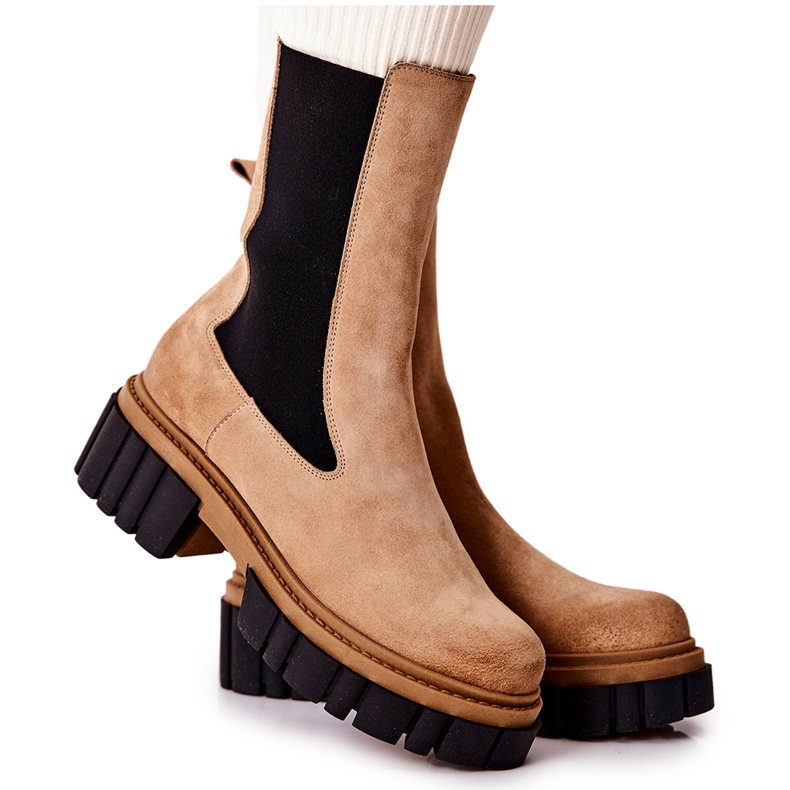 Trabalhadores de botas de couro Laura Messi Beige 2421 bege