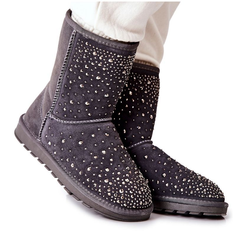 Mukluki quente com jatos Gray Mariella prata