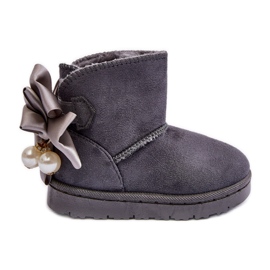 Botas de neve quentes para crianças com um arco de neve cinza