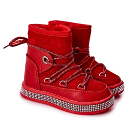 FR1 Botas de neve vermelhas infantis com zircônia cúbica Wellma vermelho