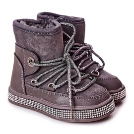 FR1 Botas infantis de neve cinza com zircônia cúbica Wellma