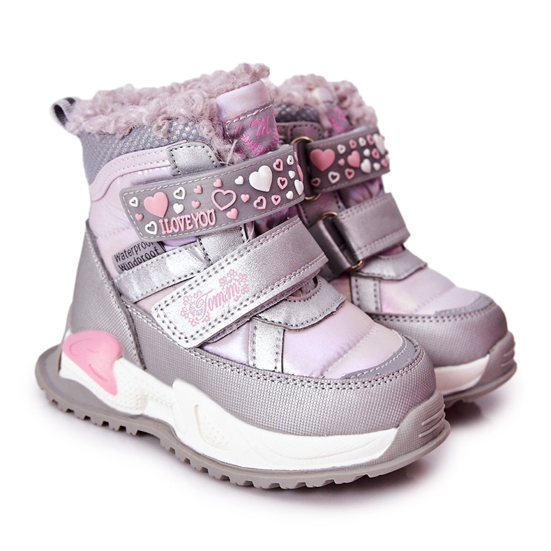 PJ2 Botas de neve quentes para crianças prateado-rosa frio tolet prata PJ2 Botas de neve quentes para crianças prateado-rosa frio tolet prata