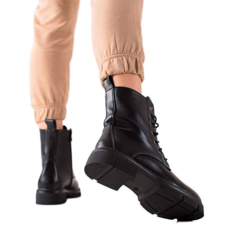 Ideal Shoes Trappers de trabalhadores clássicos preto