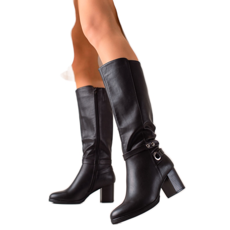 TRENDI Botas elegantes de salto alto preto