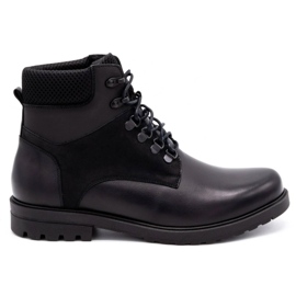 Olivier Botas de couro de inverno masculinas 7002 KB pretas preto