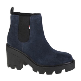 Bota Tommy Hilfiger Essential camurça de salto médio W EN0EN01093-C87 azul marinho