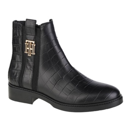 Bota lisa elegante Tommy Hilfiger Croco Look W FW0FW05348-BDS preto