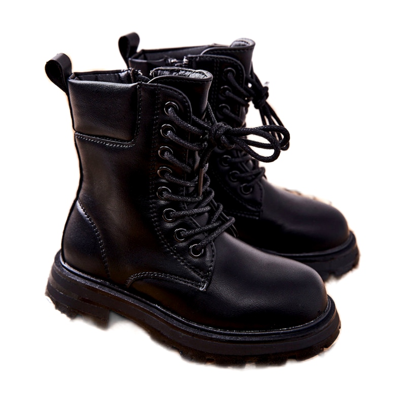 FR1 Botas pretas clássicas infantis com zíper Clarika preto