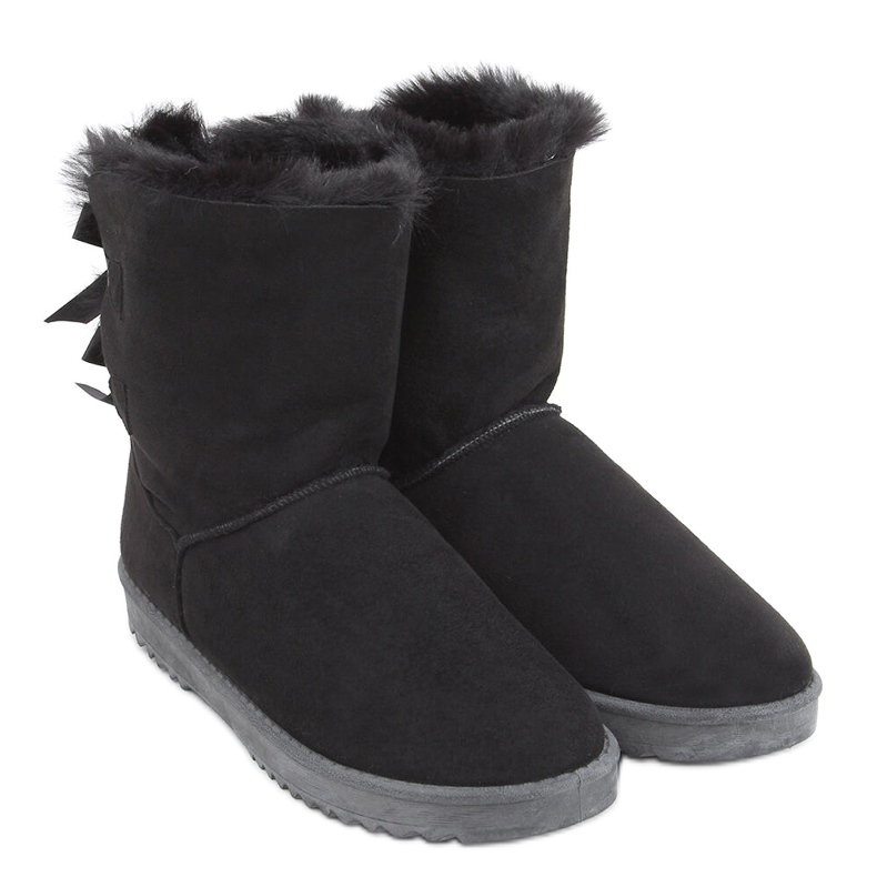 Botas de neve femininas com laços Tosse Black preto