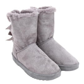 Botas de neve femininas com laços Tosse Gray cinza
