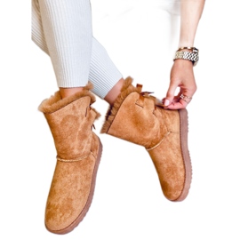 Botas de neve femininas com laços Tosse Camel bege amarelo