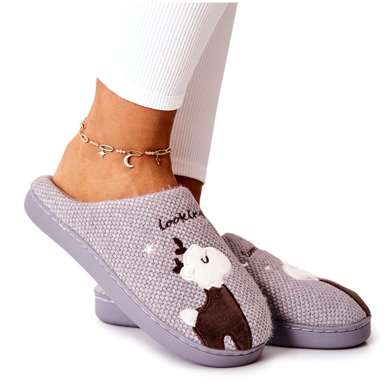 WJ1 Chinelos quentes Reindeer Grey Jilly castanho cinza