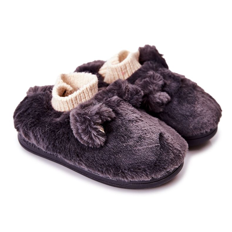 Chinelos Quentes Com Canelado Cinza Escuro Dessi