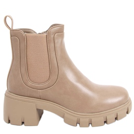 Botas com sola alta Gunno Khaki bege cáqui