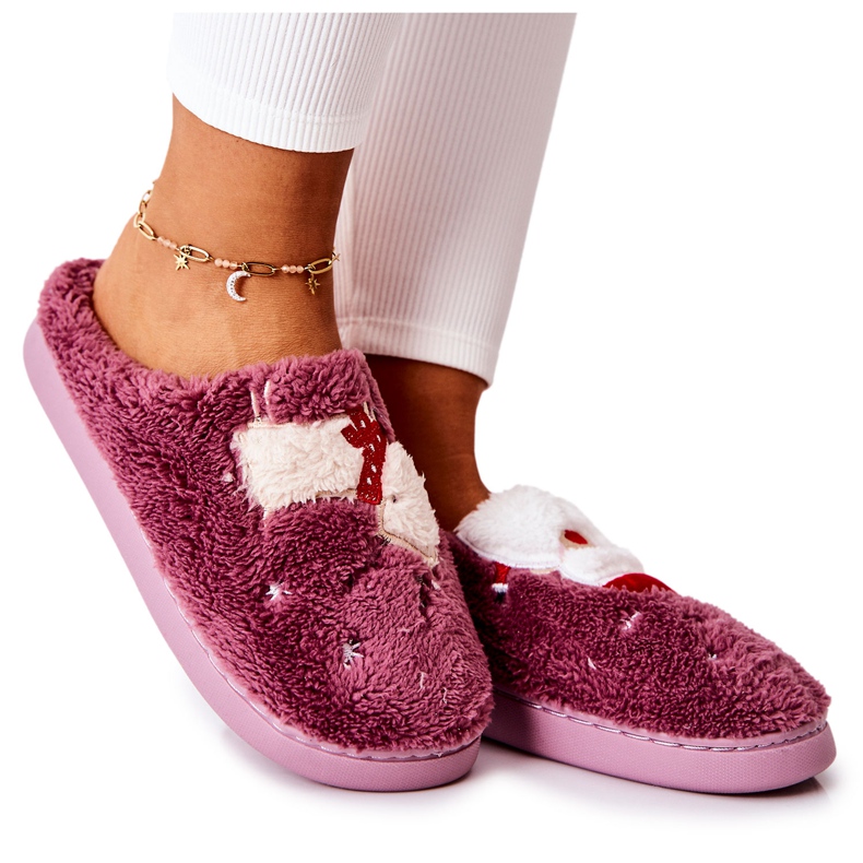 WJ1 Chinelos de Natal Papai Noel e Rena Violeta tolet WJ1 Chinelos de Natal Papai Noel e Rena Violeta tolet
