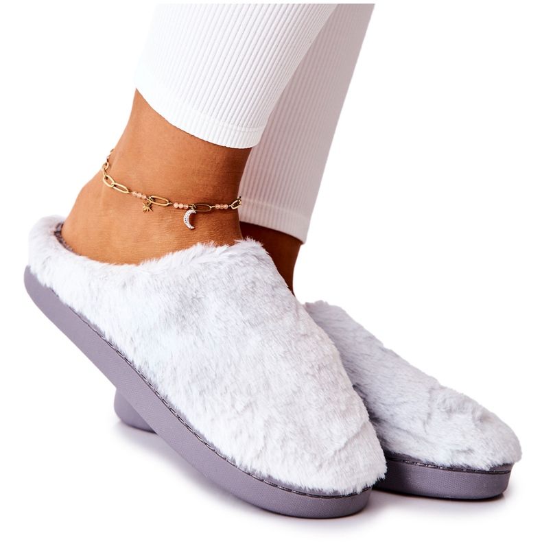 WJ1 Chinelos de pele quente mecy cinza claro