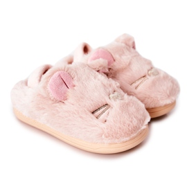 WJ1 Chinelos infantis gatinhos com orelhas rosa claro Tammy