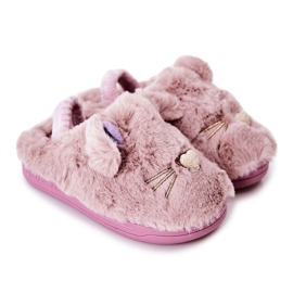 WJ1 Chinelos infantis gatinhos com orelhas violeta Tammy tolet