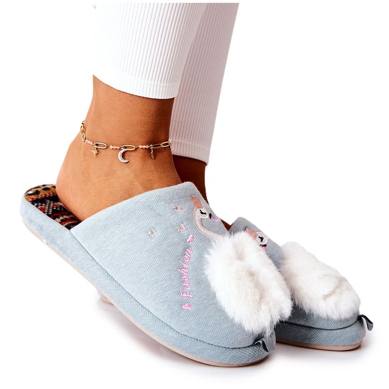 Chinelos quentes cisne de Blue Rey azul