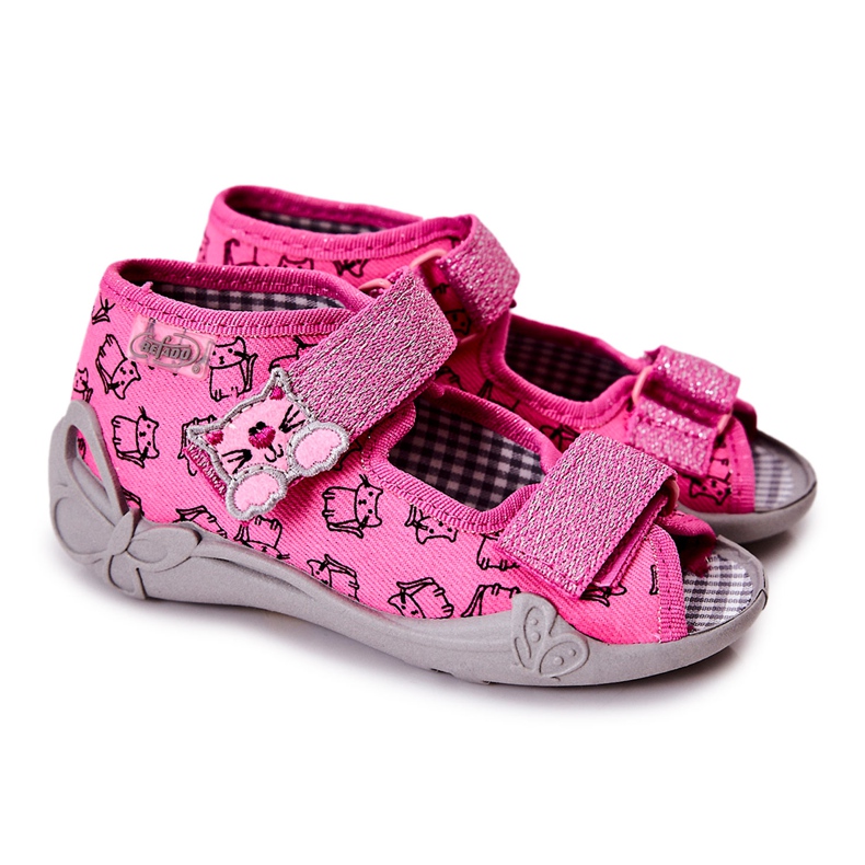BEFADO S.A. Sandálias Chinelos Befado Velcro Gatos 242P103 Rosa