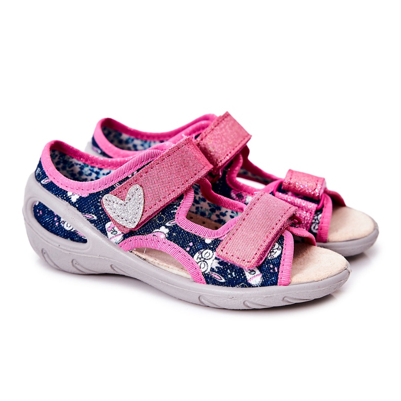 BEFADO S.A. Sandálias Befado com Velcro 065X151 Azul Marinho-Rosa