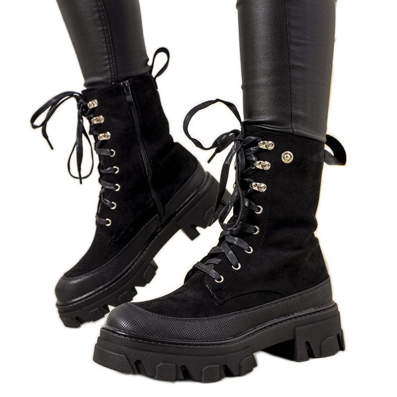 Botas de salto agulha pretas da Etylioo preto