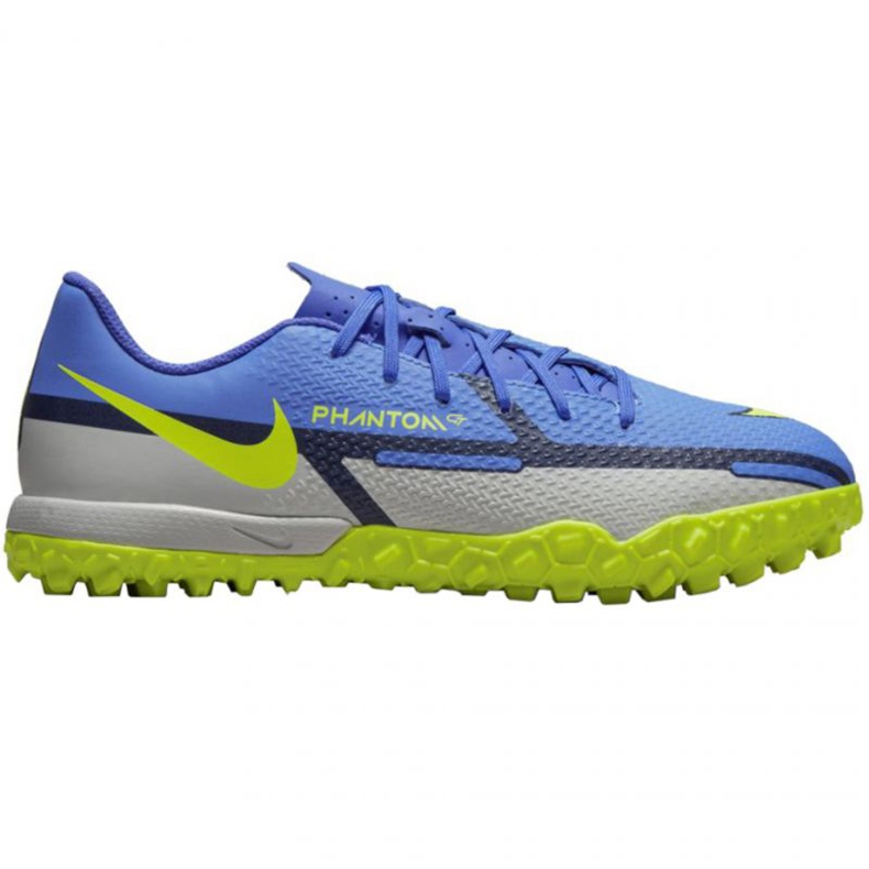 Chuteiras Nike Phantom GT2 Academy Tf Jr DC0817 570 cinza azul azul