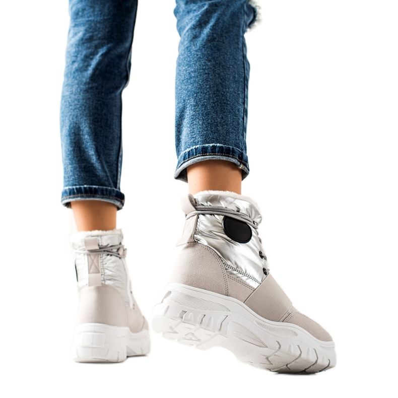 TRENDI Botas de neve casuais prata cinza