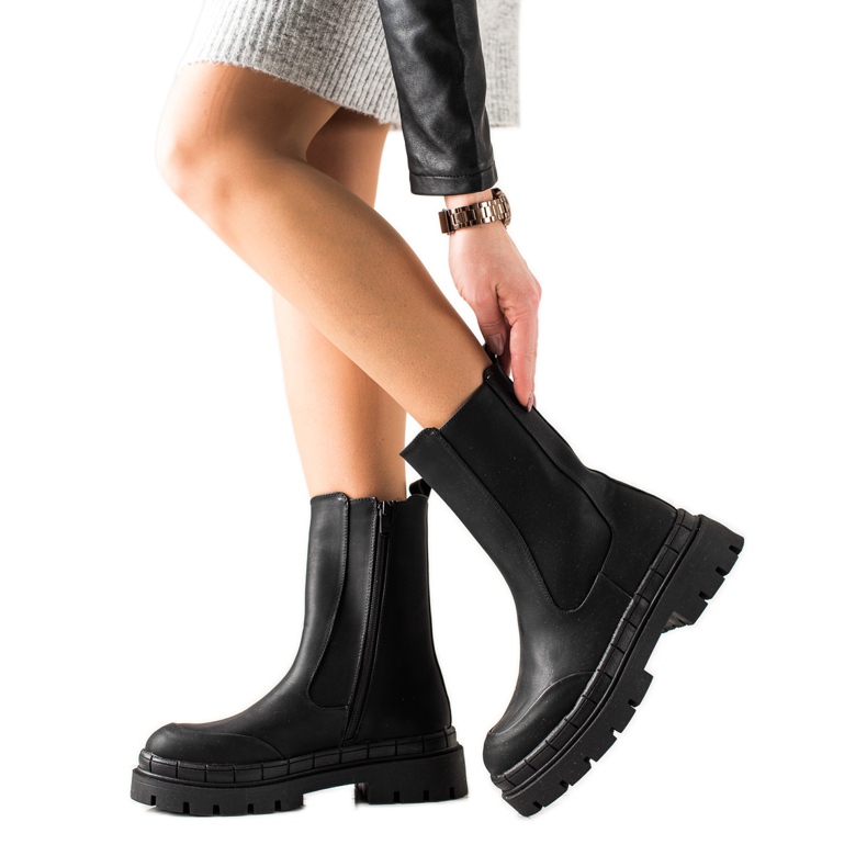 Seastar Botas de cano altas com couro ecológico preto Seastar Botas de cano altas com couro ecológico preto