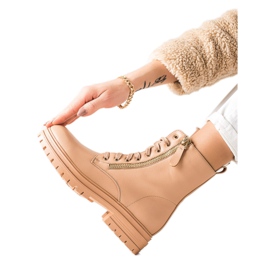 Marquiz Botas Com Zíper Dourado Decorativo bege