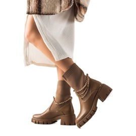 Ideal Shoes Botas Jodhpur elegantes com corrente marrom