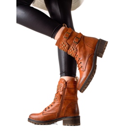Super Mode Botas de camelo amarradas castanho