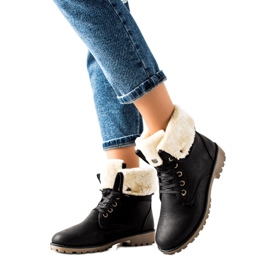 TRENDI Botas pretas com haste enrolada preto