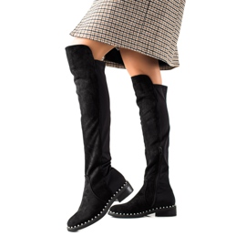 Marquiz Botas acima do joelho com pérolas preto Marquiz Botas acima do joelho com pérolas preto