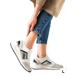 Evento Tênis esportivos de couro branco prata Evento Tênis esportivos de couro branco prata