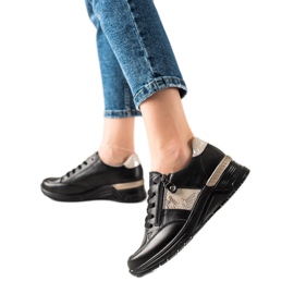 Evento Tênis de couro com zíper decorativo bege preto Evento Tênis de couro com zíper decorativo bege preto