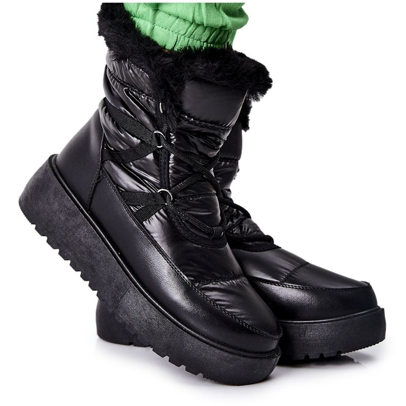 S.Barski Botas pretas quentes de neve femininas Black Gordian preto