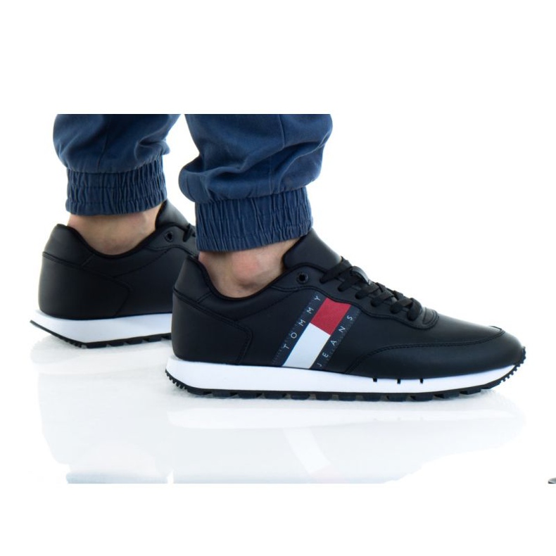 Tommy Hilfiger Sapatos Tommy Jeans Couro Bds M EMOEM00898 branco preto vermelho